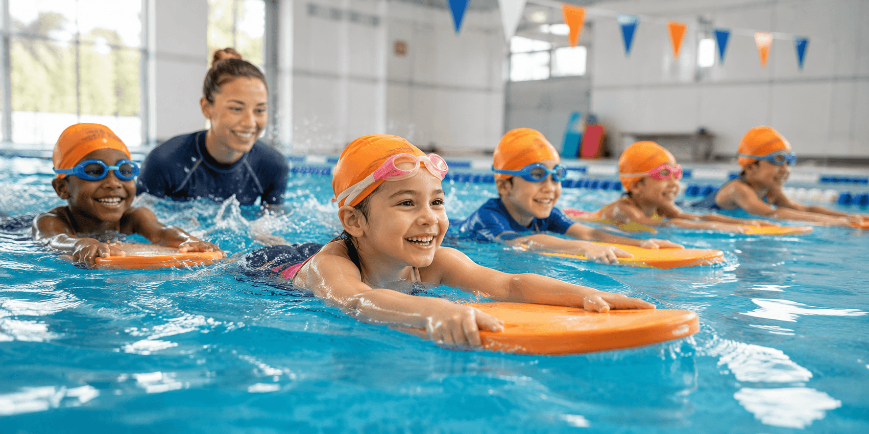 Children swimming at Camp Funatic