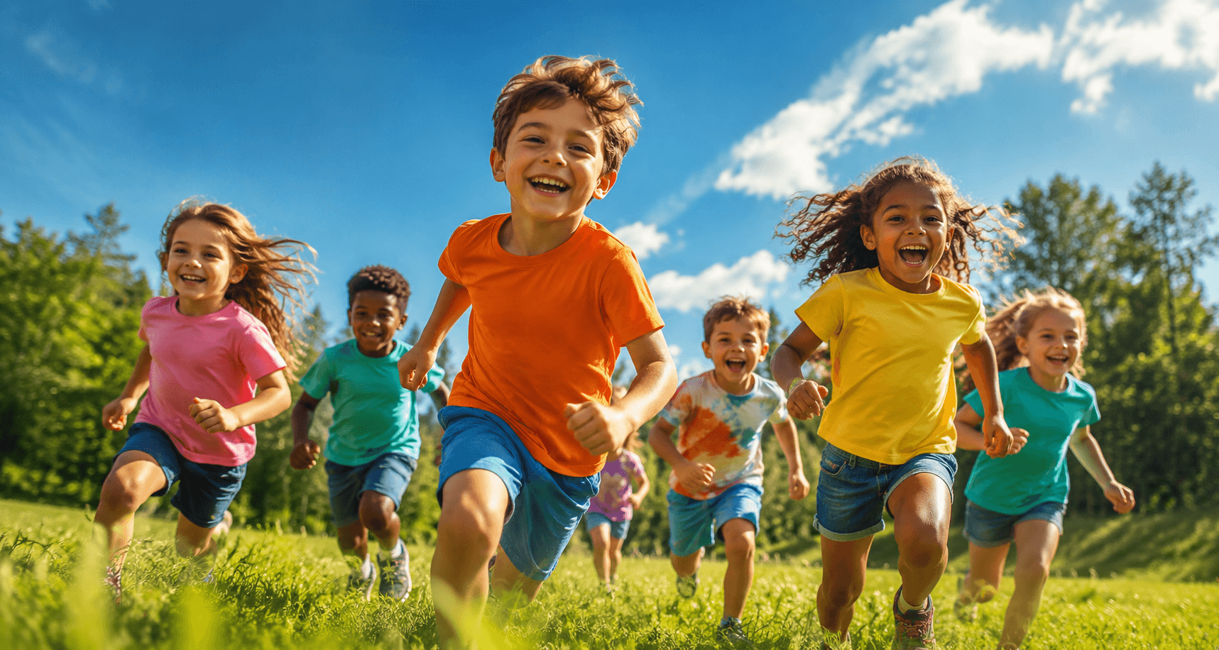 Children running and playing outdoors at Club Funatic